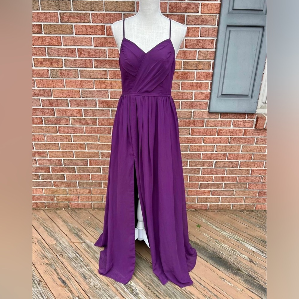 Azazie Purple Spaghetti Strap Bridesmaid Formal Dress size 8